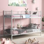 HOMFME Metal Bunk Bed, 3FT Twin over Twin Bed Frame with Step Ladder and Full-Length Guardrails, Space Saving Heavy Duty Dorm Single Loft Bed Frame for Kids Youths Adults (White)