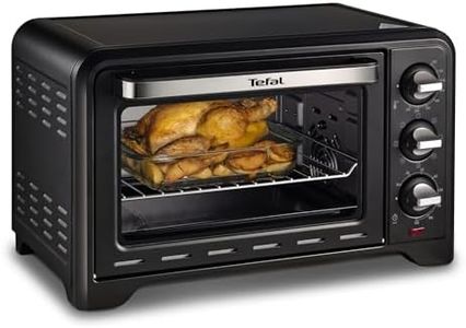 Tefal Mini 19L Oven Optimo With Rotisserie, 120min Timer, 8 Cooking Functions, Up to 240 Degrees, Roasting, Baking, Stainless Steel, Black, 1380W, Students, Caravan OF445840