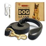 Leather Dog Leash 4ft x 3/4 inch,Strong Heavy Duty Genuine Leather Braided Dog Training Leash, Soft and Comfortable Leather Leash for Large Dogs, Medium Small Dogs (Black)