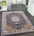 ABABEEL CARPET Kashmiri Super Soft Carpet | 12 MM Thick Velvet Touch Vintage Carpet for living Room Bedroom | MultiColor Printed Wool Acrylic Kaleen For Home | Thick AntiSkid Rug For Floor Decor(6x9 Feet(180 x 270 cm),Blue1)