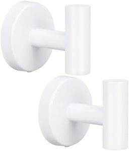 Mdvora Towel Hooks, 2 Pack Robe Hook, Bathroom Coat Hook Wall Mounted, SUS304 Stainless Steel Bathroom Hooks, Towel Hook for Bedroom Kitchen Hotel Office(2 Pack White)