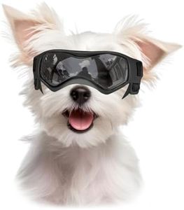 Billionchains Dog Goggles Dog Sunglasses for Small Breed UV Protection Windproof with Adjustable Head Straps Chin Straps for Ride Car/Hiking Travel/On Beach-Black