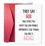 Joycard Funny Encouragement Card Gift for Him Her, Humor Encouragement Card, They Say God Only Gives What You Can Handle