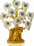 Blue Evil Eye Money Tree with Painted Golden Buddha Statue White Artificial Flowers Home Office Protection Decoration Feng Shui Ornament