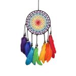 WisePoint Dream Catcher Wall Decor, Dream Catcher Kit with Feathers and Beads Pendant, Dream Catcher for Girls, Handwoven Dream Catchers for Bedroom and Living Room Decoration (Rainbow)