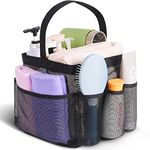 EUDELE Mesh Shower Caddy Portable For College Dorm Room Essentials, With 8-Pocket Large Capacity,Shower Bag Beach,Swimming,Gym, All Black