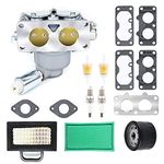 791230 Carburetor for Briggs & Stratton 799230 699709 499804 20-25hp V-Twin Engine Lawnmower, Carb,Gasket, Air filter, Spark plug, Oil filter for John Deere L111 L118 L120 LA130 LA140 LA150