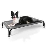 DOPEDIO Raised Dog Bed Dark Grey L Size Cooling Breathable Elevated Pet Bed Outdoor for Travel and Garden