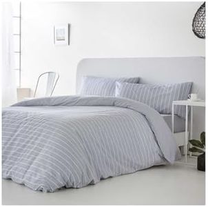 Funda Nórdica Bayas algodón 144 Hilos Funda de edredón para Cama de 150 (240x220 cm) +2 Fundas de Almohada (45 X 85 cm) Color Gris Azulado