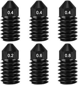 HIKUDIY 6Pcs Hardened Steel Nozzles for Bambu Lab X1/X1C/P1S/P1P, Extruder Hotend Replacement Nozzles for X1/X1C/P1S/P1P 3D Printers (0.4mm*3, 0.2/0.6/0.8mm*1)