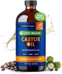 100% Organic Castor Oil 16 fl. Oz | Premium Glass Bottle Pack | Pure & Unrefined | Natural Moisturizing Oil for All Hair & Skin Types, Face, Eyelashes Growth, Eyebrows and Body Care | Now Hexane Free