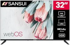 SANSUI 32" inch LED Smart TV FHD 1080P | Frameless Screen with HDR 10 Dolby Vision & Dolby Atmos Sound | WebOS Hub with Google Play & Apple HomeKit & Live TV | Support Airplay & WiFi & Bluetooth 5.0