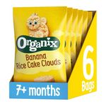 Organix Banana Rice Cake Clouds Baby Rice Cakes Finger Food Snack 7+ Months 40g (Pack of 6)