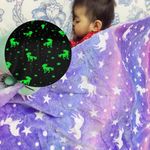 FAMYO Unicorn Glow in The Dark Blanket for Kids, 0-15 Years |200x152 Cm| Soft Flannel Fleece Throw, Cozy & Warm All-Season Radium Blanket, Ideal Gift for Boys & Girls (Pink, Queen Size)