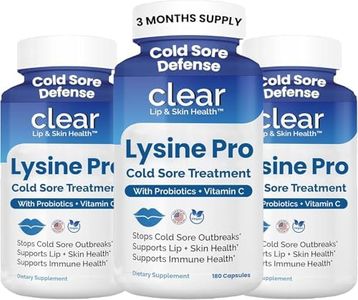 Lysine Cold Sore Treatment for Lips with Pre-Probiotics & VIT C | 3 Month Supply | Supercharged Lysine Capsules with Rhamnosus & Acidophilus for Cold Sores Relief, Skin + Gut Health & Immune Support