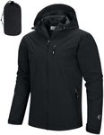 Outdoor Ventures Men's Lightweight Waterproof Jacket Windproof Rain Coats Pack Away Hooded Jackets Windbreaker for Camping Fishing Running Cycling Black L