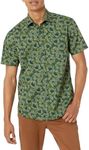 Amazon Essentials Men's Regular-Fit Short-Sleeve Print Shirt, Olive Flowers, XX-Large