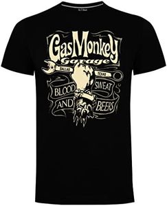 Gas Monkey Garage Mechanics Spanner Mens Gents Military Green T-Shirt, Black, XL