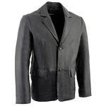 Milwaukee Leather SFM1880 Men's Black 2-Button Closure Car Coat Blazer Leather Jacket - Large