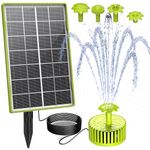 AISITIN 3.5W Solar Fountain Pump, Solar Water Fountain Outdoor with Upgraded Glass Solar Panel and 4 Nozzles, Solar Powered Fountain for Bird Bath, Ponds, Garden, Fish Tank and Swimming (Light green)