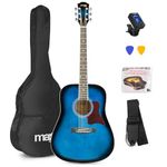 Max SoloJam Western Blue Starter Acoustic Guitar Package for Beginners - Complete Kit with Accessories, Ideal for First-Time Players, Beginner Acoustic Guitars, Acoustic Guitar Starter Kit