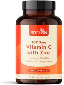 Vitamina C 1000mg (1+ Anno) + Zinco 15mg - 400 Compresse Vegetariano (1 per Giorno) - Pura Alto Dossagio - Integratore Vitamin C Zinco - Sostiene Sistema Immunitario Pelle e Capelli – Alpha Foods