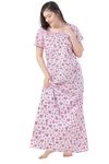 Soulemo Women's Pure Cotton Floor Length Nighty 1662 (4XL - Bust - 60, Pink 10)