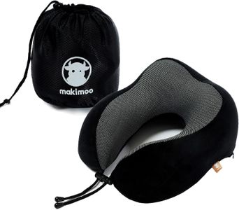Makimoo Memory Foam Travel Neck Pillow – 360° Support, Black with Bag