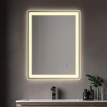 KOSTA LED Bathroom Mirror 24""x 32"" with Light Dimmable Memory Function Touch Button Shatter-Proof Simple Installation Wall Mount Lighted Mirror, LM-2432F