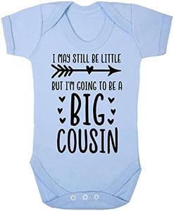 BBY3 Body pour bébé avec inscription « I May be Little but I'm Going to be a Big Cousin » Bleu pastel 3-6 mois