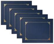 Better Office Products 25 Pack Navy Blue Certificate Holders, Diploma Holders, Document Covers with Gold Foil Border, for Letter Size Paper, 25 Count, Blue