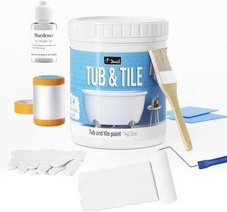 DWIL Tub and Tile Refinishing Kit,Tub Refinishing Kit White Bathtub Paint, Quick-Dry Tub Paint Water Based Tile Paint for Wall & Floor, Sink Paint for Bathroom, Kitchen, Toilets, Semi-Gloss White, 50-55sq.ft