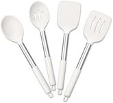 E-far Cooking Utensils Set of 4, Silicone Kitchen Utensils for Non-stick Cookware, Heat Resistant & Non-toxic Slotted Spatula Solid Spoon Turner for Flipping Mixing Serving Basting(White)