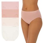 ELLEN TRACY Women s Hi Cut Brief Panties Breathable Seamless Underwear 4-Pack Multipack (Regular & Plus Size), Cr me/Natural/Misty Rose/Pink Blush, Large