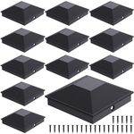 Goovilla 4x4 Post Caps Black(Actual 3.5" x 3.5"), 12 Pack Fence Post Caps with 24 Screws and Easy Installation, Sturdy Waterproof Plastic Deck Post Caps with Frosted Finishing Touch, Protect Wood Post