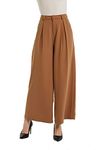 Tronjori Women High Waist Casual Wide Leg Long Palazzo Pants Trousers Regular Size(XS,Brown Sugar)