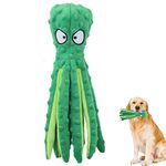 SHOKAN Squeaky Dog Toys, No Stuffing Green Octopus Dog Toy with Crinkle Paper, Durable Dog Chew Toys for Puppy Small and Medium Dogs, Plush Interactive Dog Toys for Teeth Clean