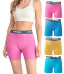 wirarpa Women's Boxer Briefs 5.5" Inseam Slip Shorts Anti Chafing Boyshort Panties for Under Dresses Leggings Multicoloured 4 Pack Size L