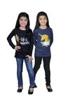 TotzTouch Girls Tshirt | Tee Shirt | T Shirt Premium Cotton Shimmering Unicorn | Angel Printed Long Sleeve Set of 2 Color Black | Indigo Purple 7 to 8 Years