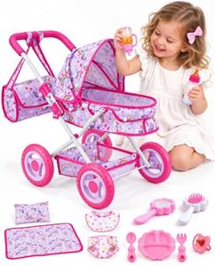 BABESIDE Baby Doll Stroller, Feeding & Bedtime Play Set for 12 Inch Dolls