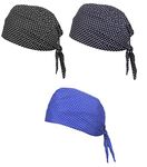 BISMAADH Unisex Cotton Skull Cap (Pack Of 3) (Dot Patka-B, BL, RBL_White, Black, Royal Blue_Free Size)