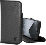 TORRO Leather Case Compatible with iPhone 12 / iPhone 12 Pro – Genuine Leather Wallet Case/Cover with Card Holder and Stand Function (Black)