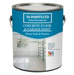 T A Paints Ltd 5L Heavy Duty Concrete Floor & Garage Paint 3 in 1 Primer Sealer Protects 1K Polyurethane Coating Packing May Very (Gloss Grey BS 00 A 05)