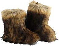 LVCOMEFF Kid Girl Boy Toddler Faux Fur Snow Boot with Fur Lining Winter Warm Outwear Furry Fluffy (brown, numeric_13)