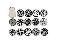 Ateco One Step Flower Tube Includes Stainless Steel, 15-Piece Russian Tip Set, Silver