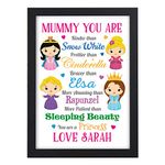 Christmas Gifts for Mum Mummy Her Princess PERSONALISED Xmas Present - PERSONALISED with ANY NAME and ANY RECIPIENT - Black or White Framed A5, A4, A3 Prints