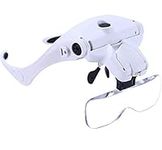 Lveal Head Magnifying Glass Rechargeable Headband Magnifier Glasses with 2 LED Lights, Head Mount Magnifier Eyeglasses