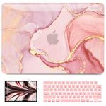 B BELK Compatible with MacBook Air 13 inch Case 2024 2023 2022 M3 M2 A3113 A2681 Liquid Retina Display, Plastic Hard Shell Case for MacBook Air 13.6 inch+Keyboard Cover+Screen Protector, Pink Marble