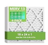 Chenzhit (4 Pack) 18x24x1 Furnace Air Filters, MPR 1900 & FPR 10, MERV 13 Pleated Air Filter (Actual Size: 17.38" x 23.38" x 0.75")