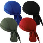 4 Pcs Sweat Wicking Head Wrap Helmet Liner Skull Cap Breathable Dew Do Rags Adjustable Cycling Cap for Outdoor Activities